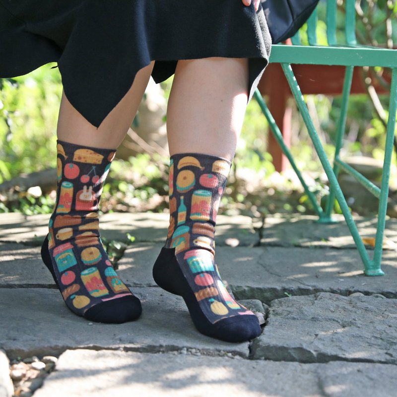 【联名袜款】小创袜 x 小黄间 - 缤纷野餐日 - 袜子 - 棉．麻 