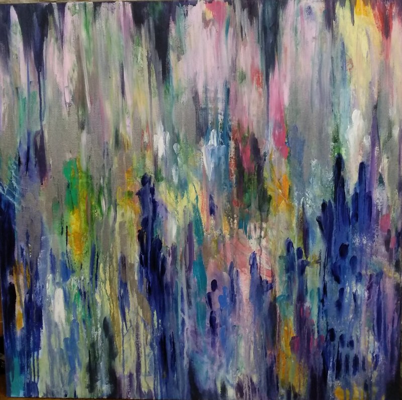 演出前的歌剧原创直观绘画大型抽象墙艺术 - 墙贴/壁贴 - 其他材质 紫色