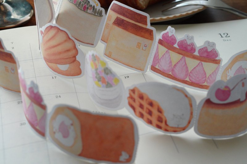 异想天开的甜点 游び心あふれるデザート 造型标签卷 Ivy Snow - 贴纸 - 纸 蓝色