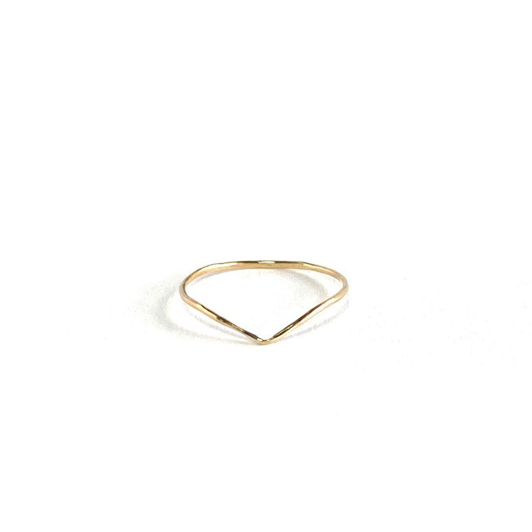 V-shaped gold ring k18 wire diameter 0.8mm - 戒指 - 其他金属 金色