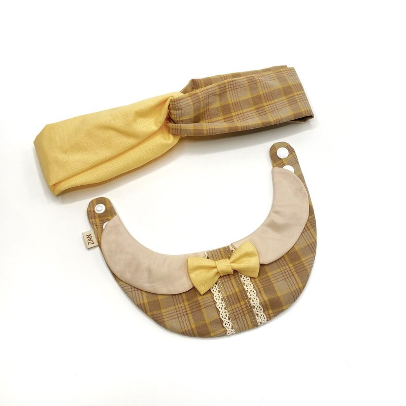 主人与宠物的亲子装 // 田园格子 // 宠物领巾 - 衣/帽 - 棉．麻 咖啡色