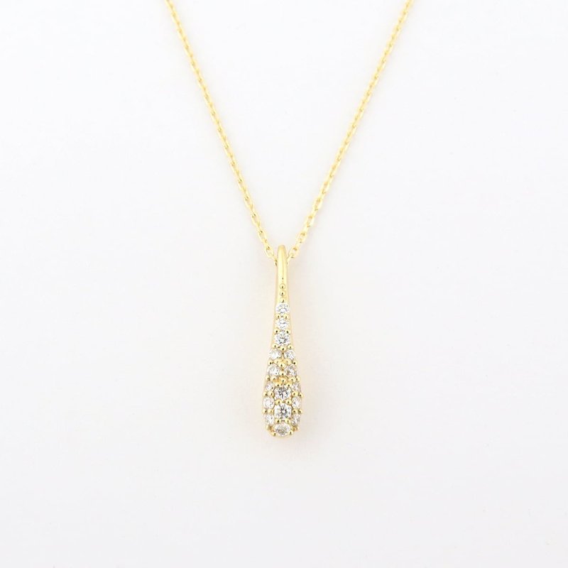 【anapnoe】闪光 - 泪珠钻石 项链 - 项链 - 钻石 金色