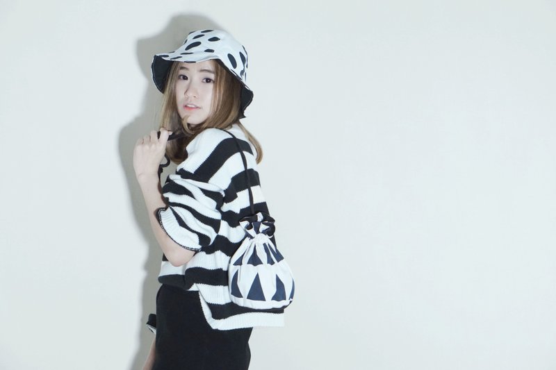 雨点渔夫帽<中性-双面> !! - 帽子 - 棉．麻 黑色