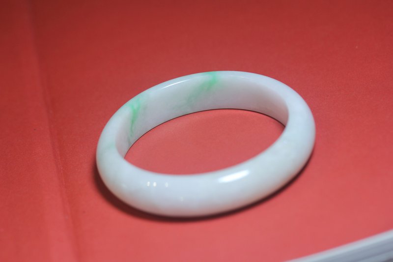 【手镯】翡翠A 货手镯 天然翡翠 玉石手镯 手链手环 57.5圈口 - 手链/手环 - 玉石 白色