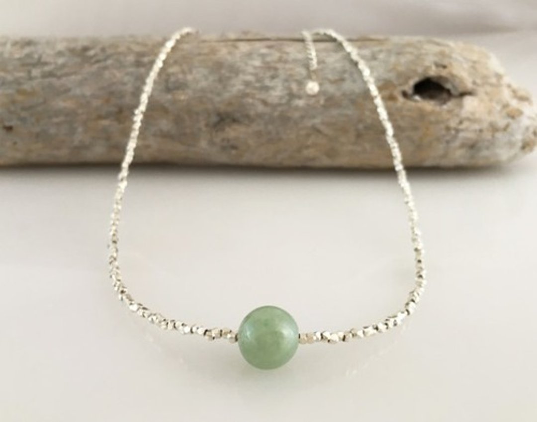 Moonlight ◇ Natural jade from Myanmar ◇ Silver Necklace 2 - 项链 - 其他金属 