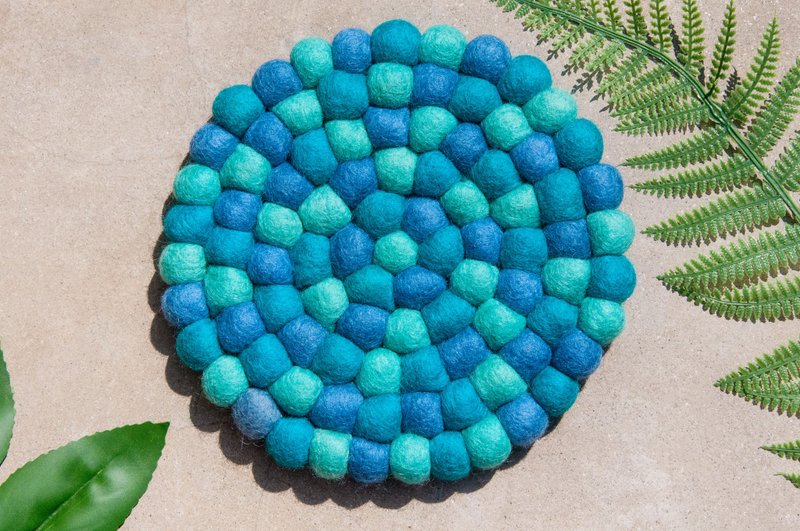 羊毛毡 彩虹 隔热垫 锅垫 羊毛毡锅垫-马卡龙蓝色蛋糕 圆型锅垫 - 餐垫/桌巾 - 羊毛 蓝色