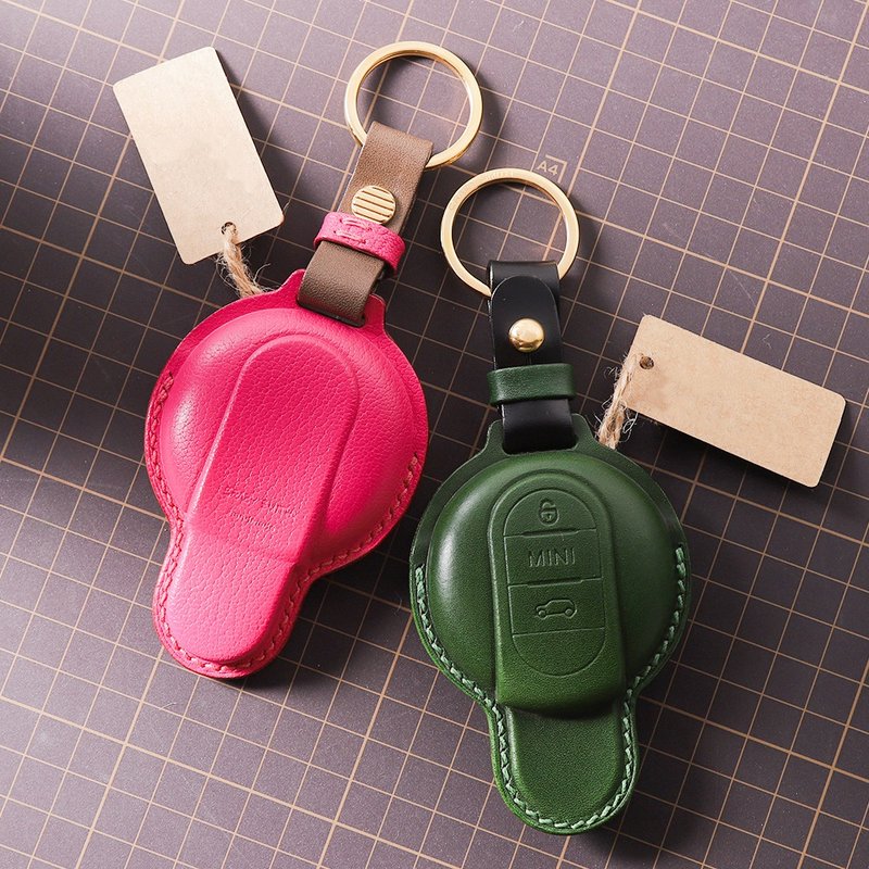 Ins风 纯手工定制 For 宝马MINI 车钥匙包 高端牛皮皮套 COUPE/J - 钥匙链/钥匙包 - 真皮 