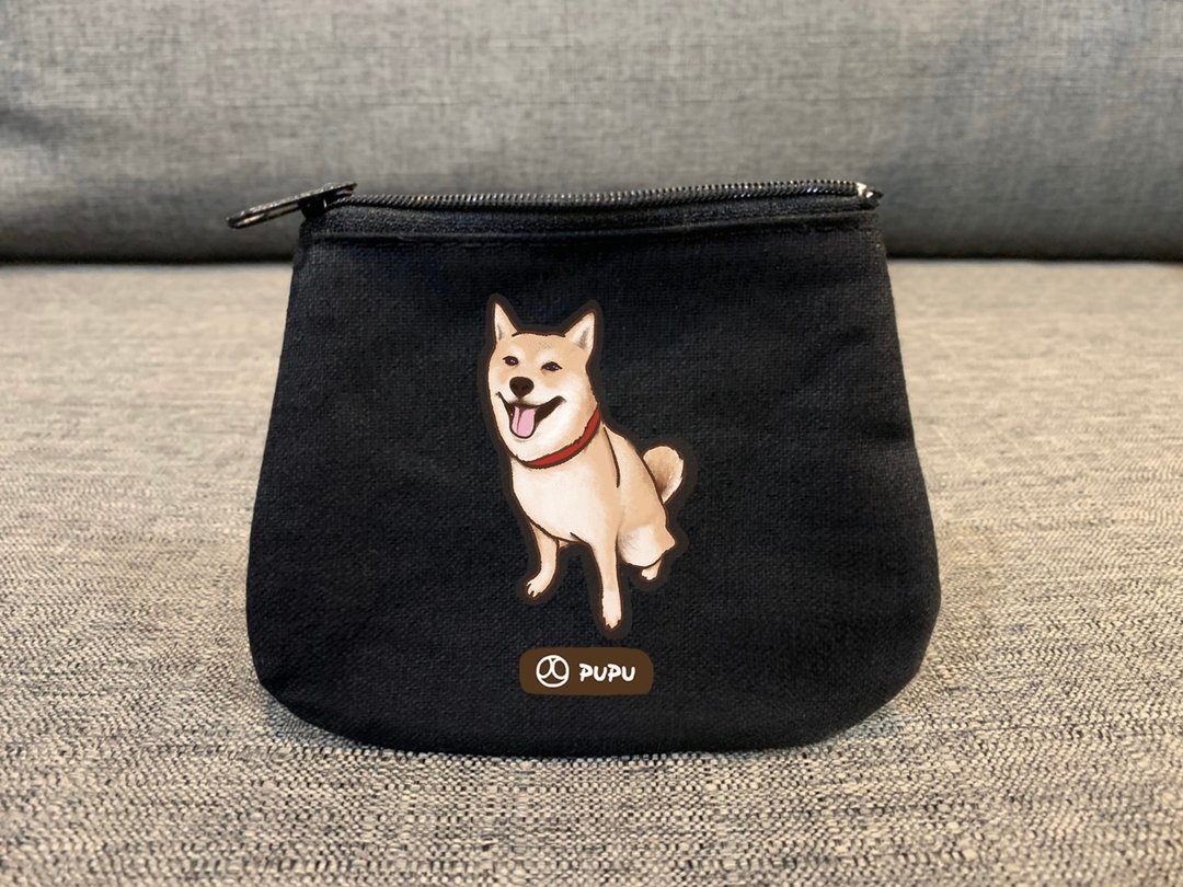 柴犬坐姿--零钱包--台湾制棉麻-拉链-钞票卡片-环保-苍蝇星球 - 零钱包 - 棉 咖啡色