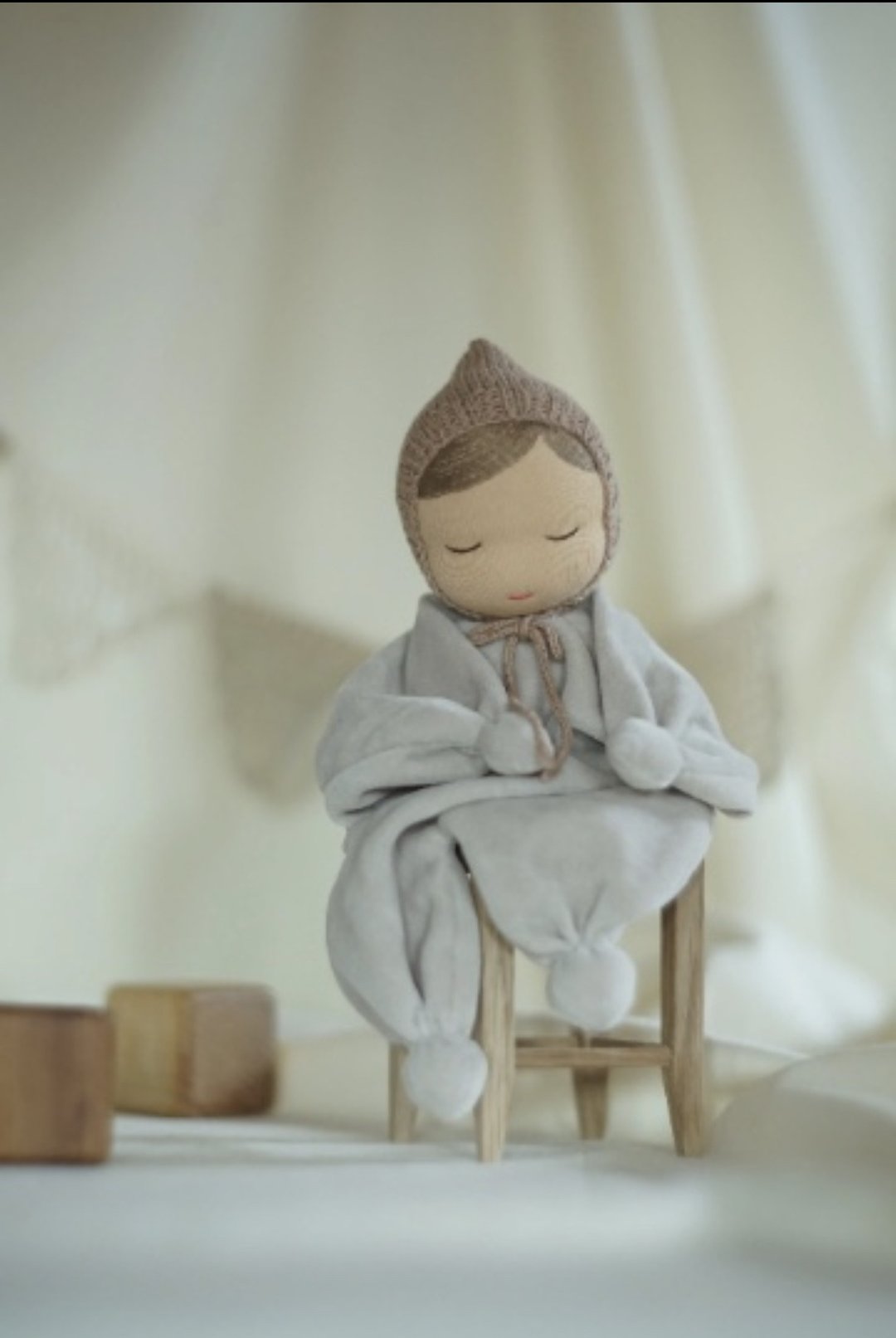 Waldorf doll First soft baby doll Organic gender neutral baby toys - 玩具/玩偶 - 羊毛 灰色