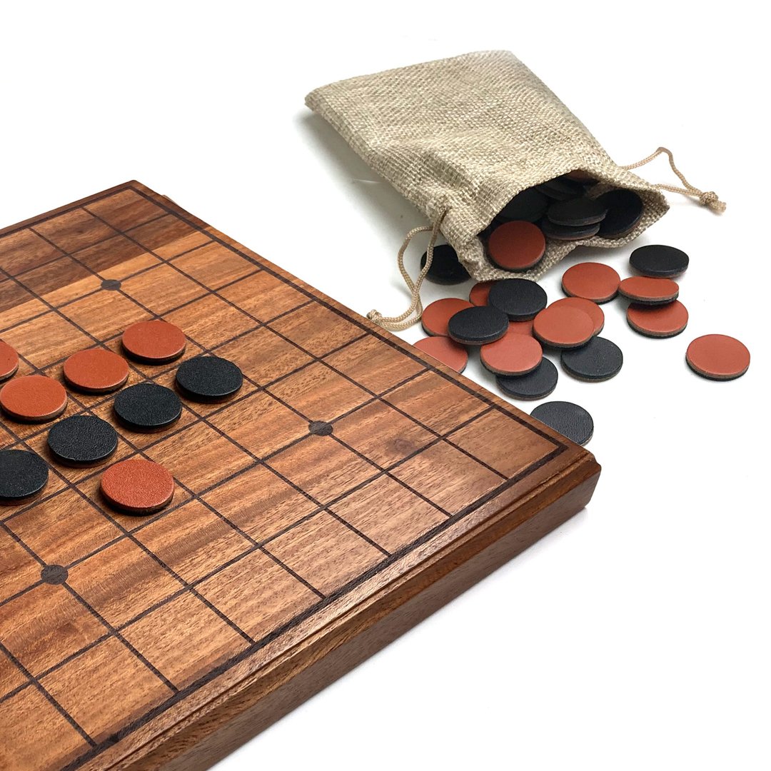 木材和皮革黑白棋 - 桌游/玩具 - 木头 咖啡色