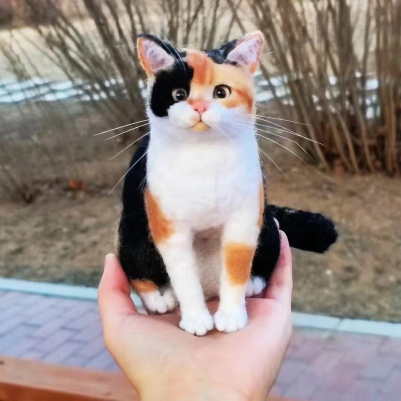定制化礼物 逼真猫猫 羊毛毡 毛孩 宠物 娃娃 猫咪猫奴 似颜绘 ,8 - 玩具 - 羊毛 多色