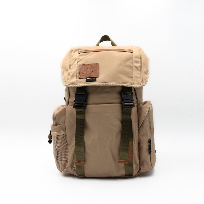 RITE TT02海军包 军感cordura后背包内附可拆卸购物袋 卡其撞绿 - 后背包/双肩包 - 防水材质 咖啡色