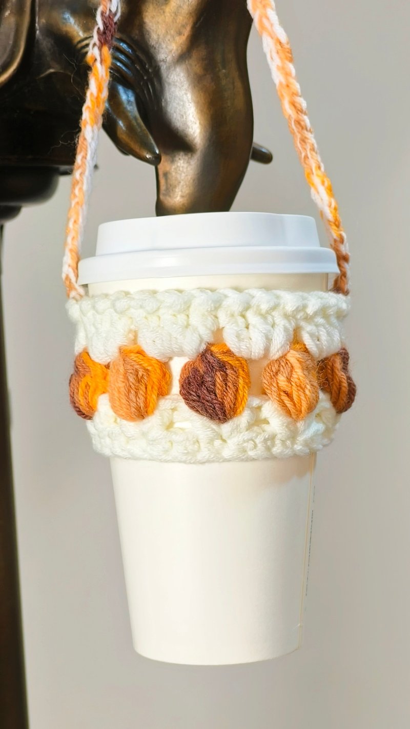 名画段染色彩饮料杯提袋~ 我把画布中的渐层色彩钩进手提袋中了 - 随行杯提袋/水壶袋 - 棉．麻 咖啡色