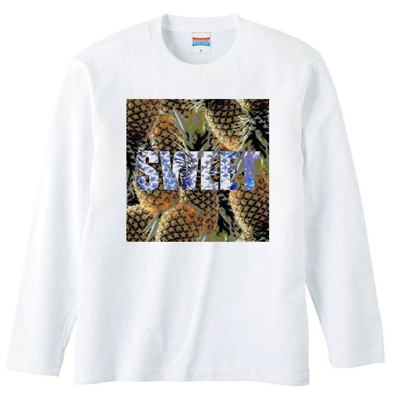 [Long sleeve T shirt] sweet pineapple - 男装上衣/T 恤 - 棉．麻 白色