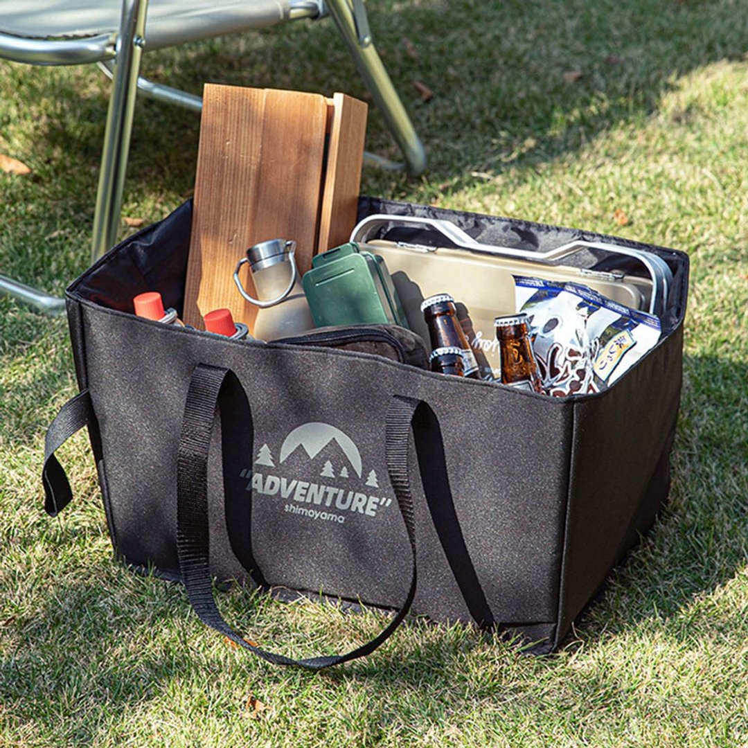 日本霜山 户外露营用折叠式收纳包(防水内层)-48L - 露营用品 - 聚酯纤维 黑色