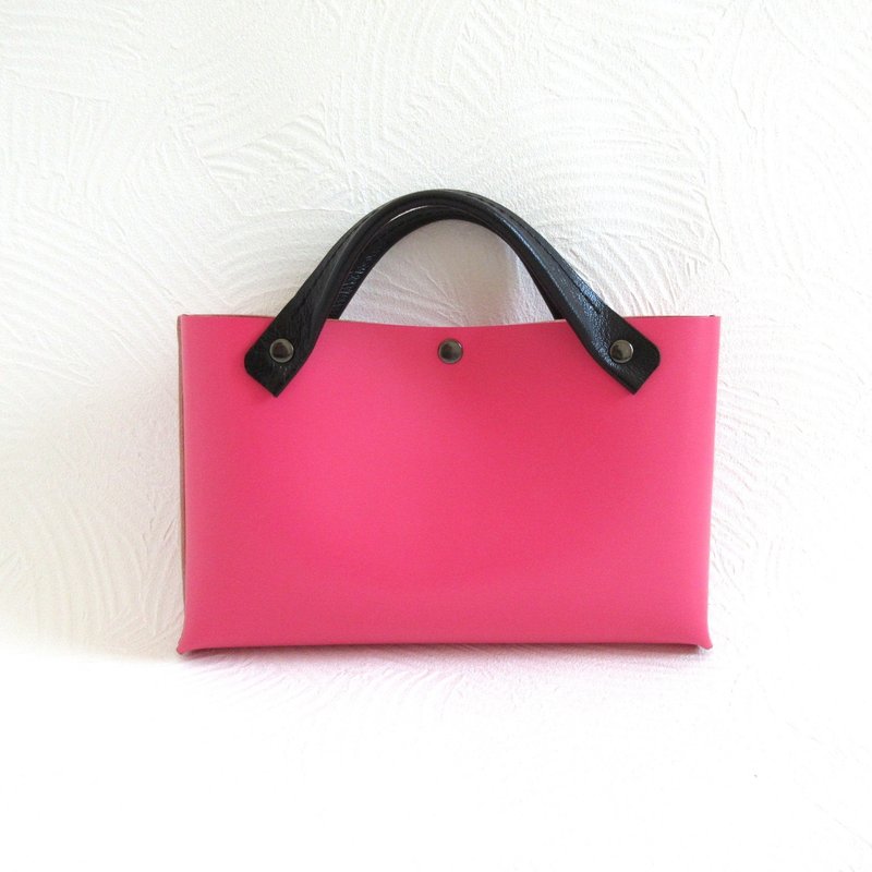 手缝．单独携带也吸睛．牛皮．包中包．手工缝制．086 - 手提包/手提袋 - 真皮 粉红色