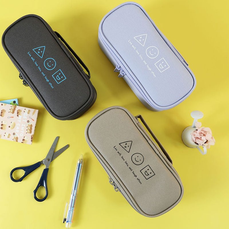 Chuyu 手提上翻笔袋/笔盒/随身笔袋/大开口文具盒/拉链包-几何 - 铅笔盒/笔袋 - 其他人造纤维 多色