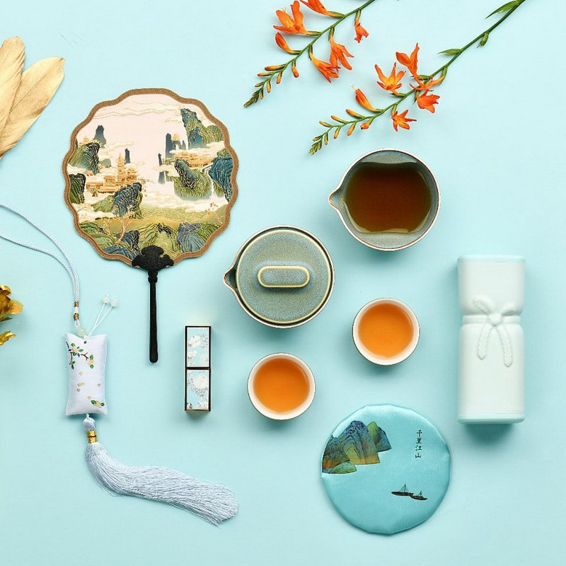 故宫宫廷文化 | 千里江山茶具 便携茶杯旅行 红点奖 新年春节礼物 - 茶具/茶杯 - 陶 绿色