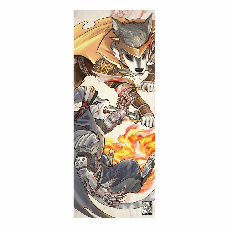 Dog VS Cat  Tenugui Canvas No frame - 其他 - 棉．麻 白色