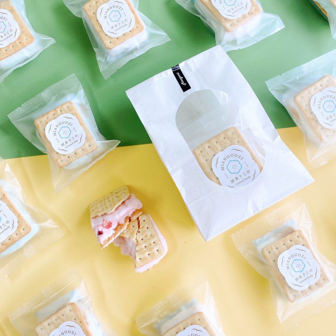 【绵菓子】棉花糖夹心饼干组 (3入/组) - 零食/点心 - 纸 白色
