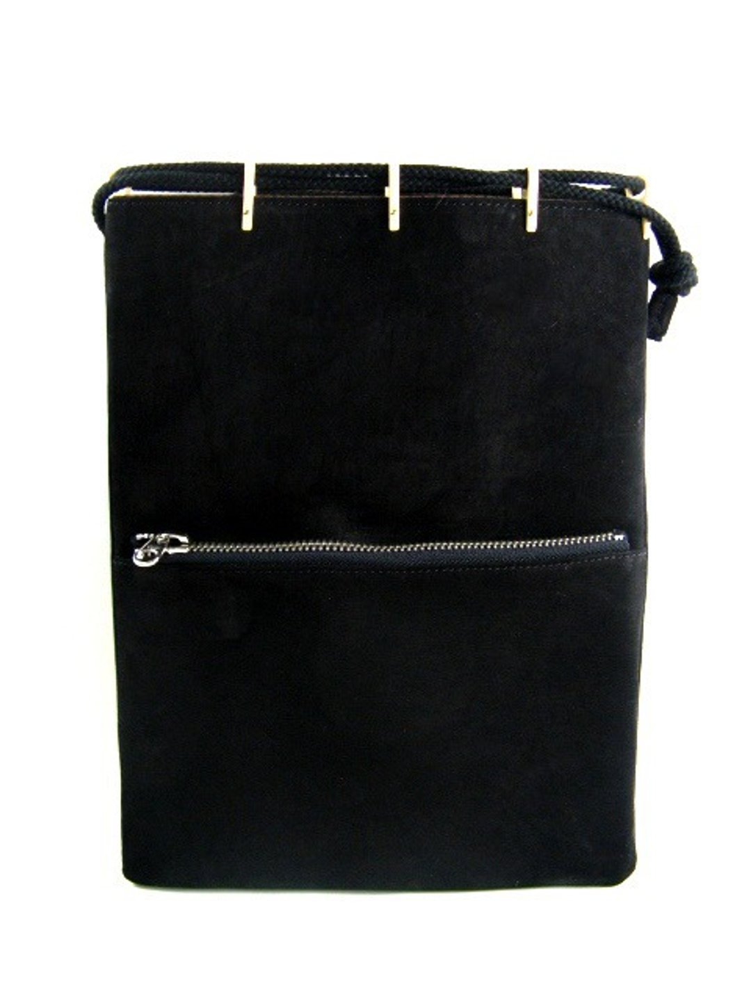 Cow Suede Drawstring Bag - 化妆包/杂物包 - 真皮 黑色
