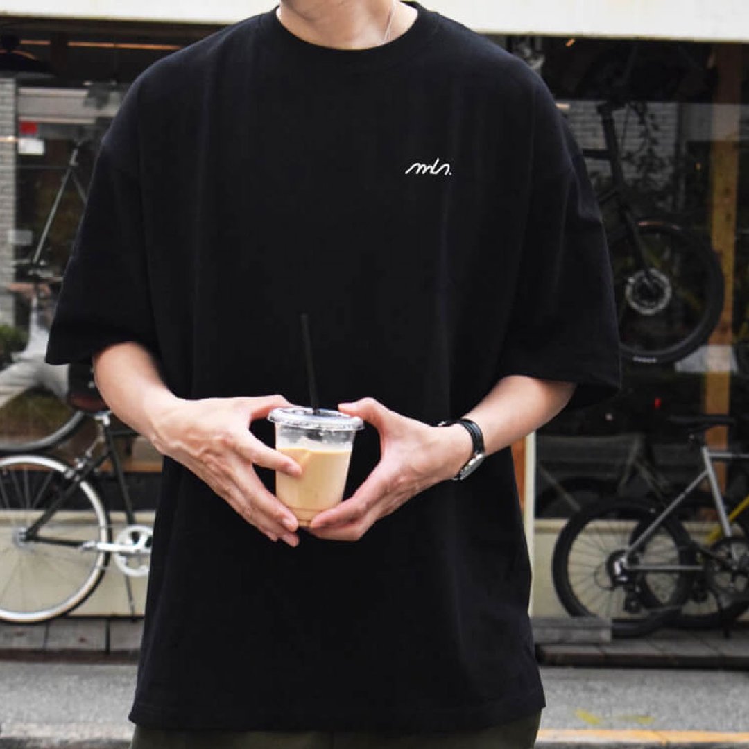Embroidery Big Silhouette Thick T-shirt Mens Plain simple big T-shirt [Black] TA023 - 女装 T 恤 - 棉 黑色