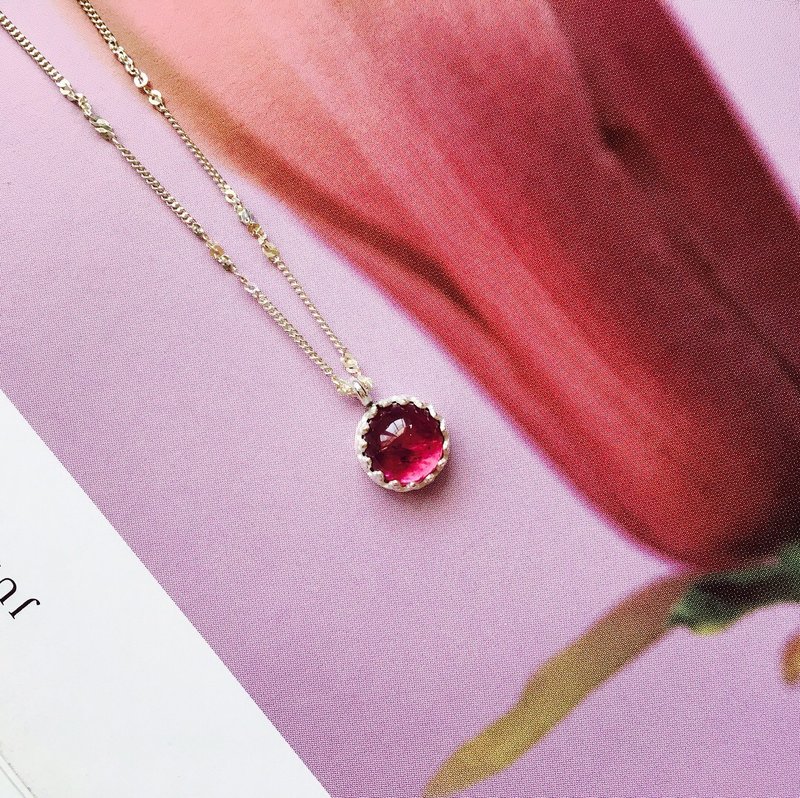 925纯银 莓果口味《 糖果碧玺项链 》 - 项链 - 其他金属 红色