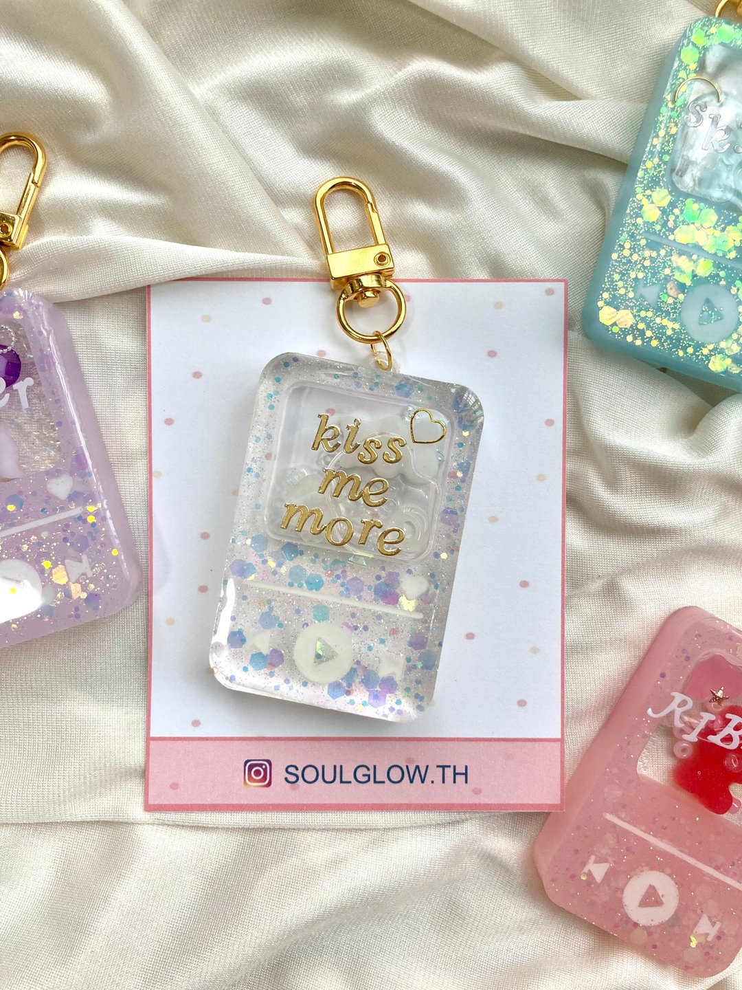 Mp3 Music Player Resin Shaker Keychain: Glitter - 钥匙链/钥匙包 - 树脂 透明