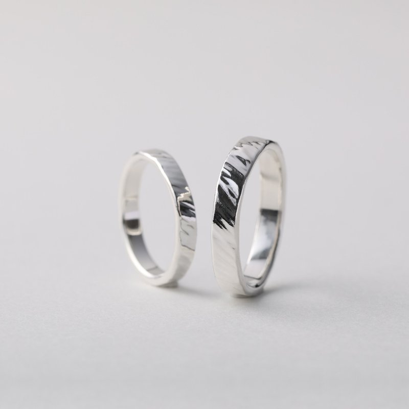 【圣诞礼物】羽纹 (单只) 925纯银 刻字戒指 对戒 婚戒 尾戒 - 戒指 - 纯银 银色