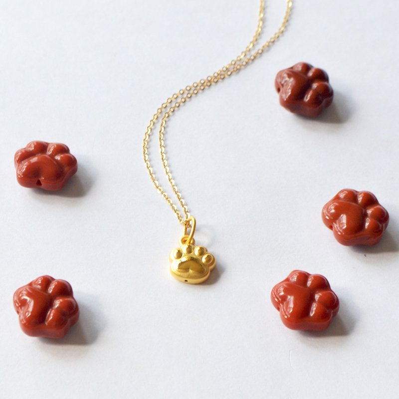 猫爪黄金吊坠手链项链 999真金足金0.88g 可爱女生3D5G硬金有证书 - 项链 - 24k 金 