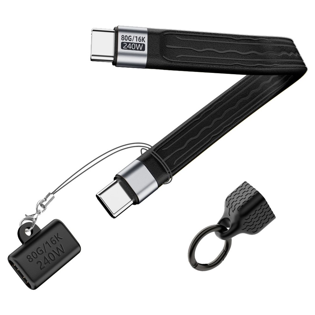 Kamera USB4 8K 40Gbps 240W PD3.1 双 Type-C 充电传输线 二入 - 充电宝/传输线 - 其他材质 黑色