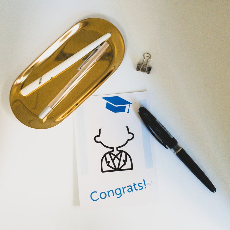 【毕业季】祝贺卡 之 自己的同学自己画 (Boy) - 卡片/明信片 - 纸 蓝色