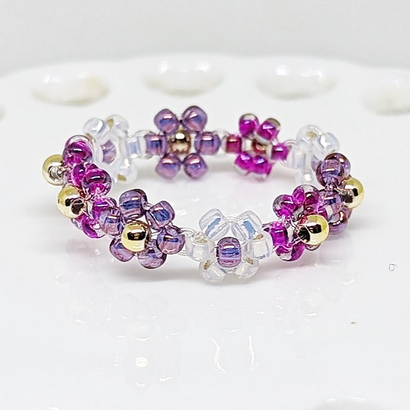 串珠 编织  花  戒指 - 戒指 - 其他材质 紫色