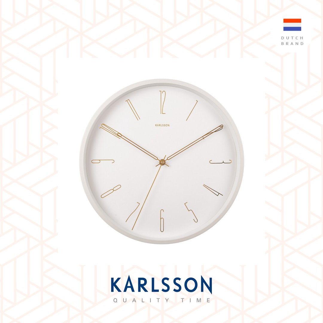 荷兰 Karlsson, Wall clock 35cm Belle Numbers white - 时钟/闹钟 - 其他金属 白色