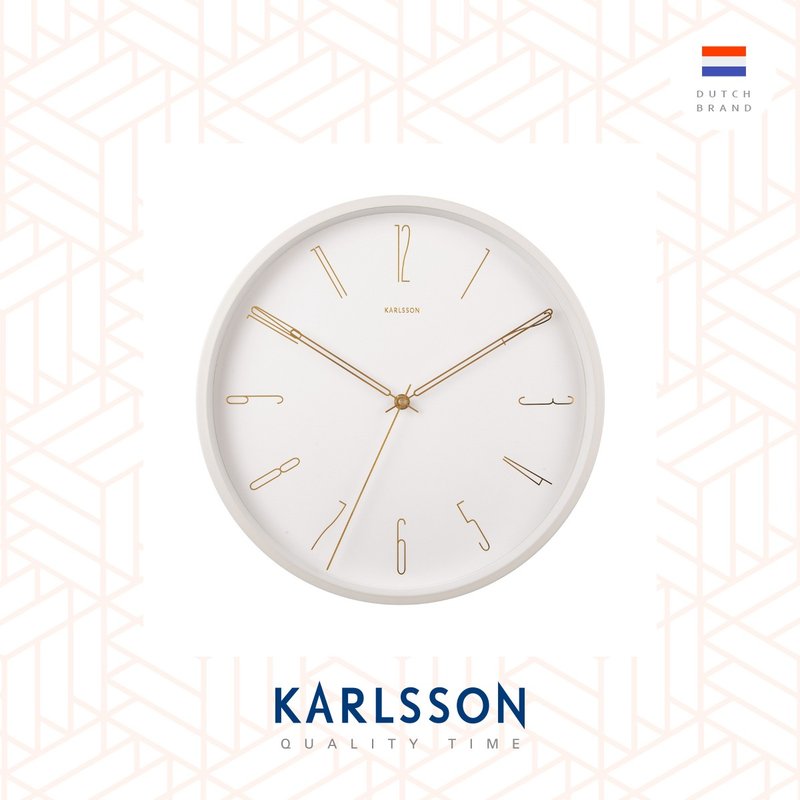 荷兰Karlsson, Wall clock 35cm Belle Numbers white - 时钟/闹钟 - 其他金属 白色
