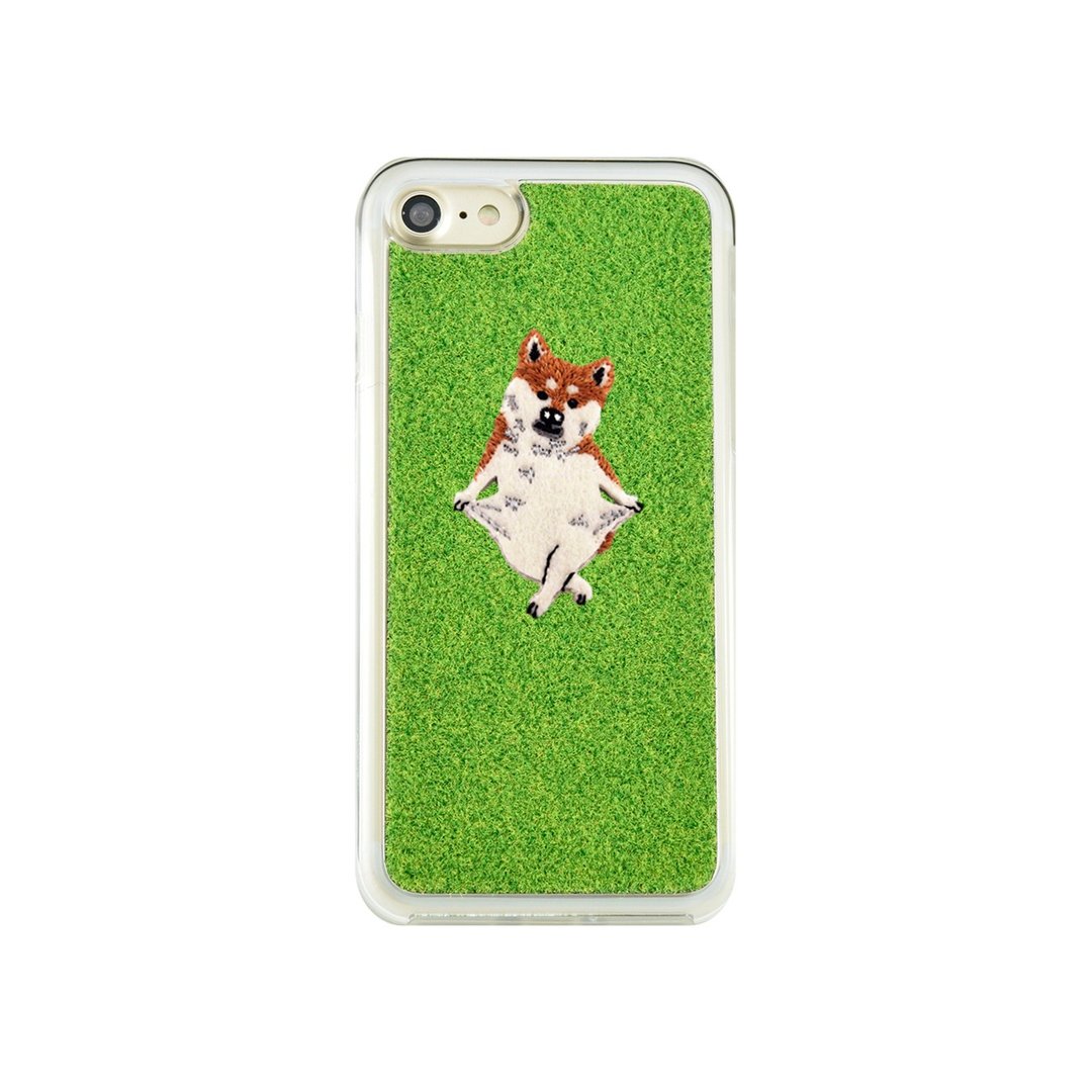 Shibaful iPhone 8/7/8 Plus 磨坊尽头公园 可爱柴犬 草皮手机壳 - 手机壳/手机套 - 其他材质 绿色
