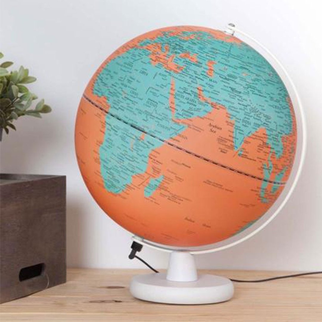 Skyglobe 12寸橘海蓝陆地木头底座地球仪(英文版)(附灯) - 摆饰 - 其他金属 多色