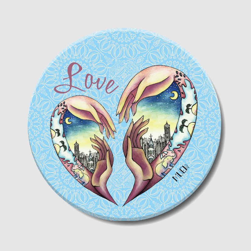 LOVE-圆形吸水杯垫 - 杯垫 - 陶 蓝色