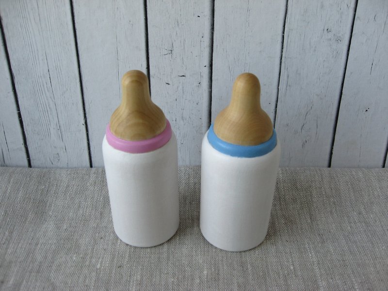 Wooden Doll Bottle - Set of 2 -  Feeding Bottles for dolls - Pretend Play Toy - 玩具/玩偶 - 木头 白色