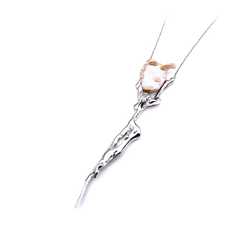 自然系列珍珠项链 - 项链 - 银 