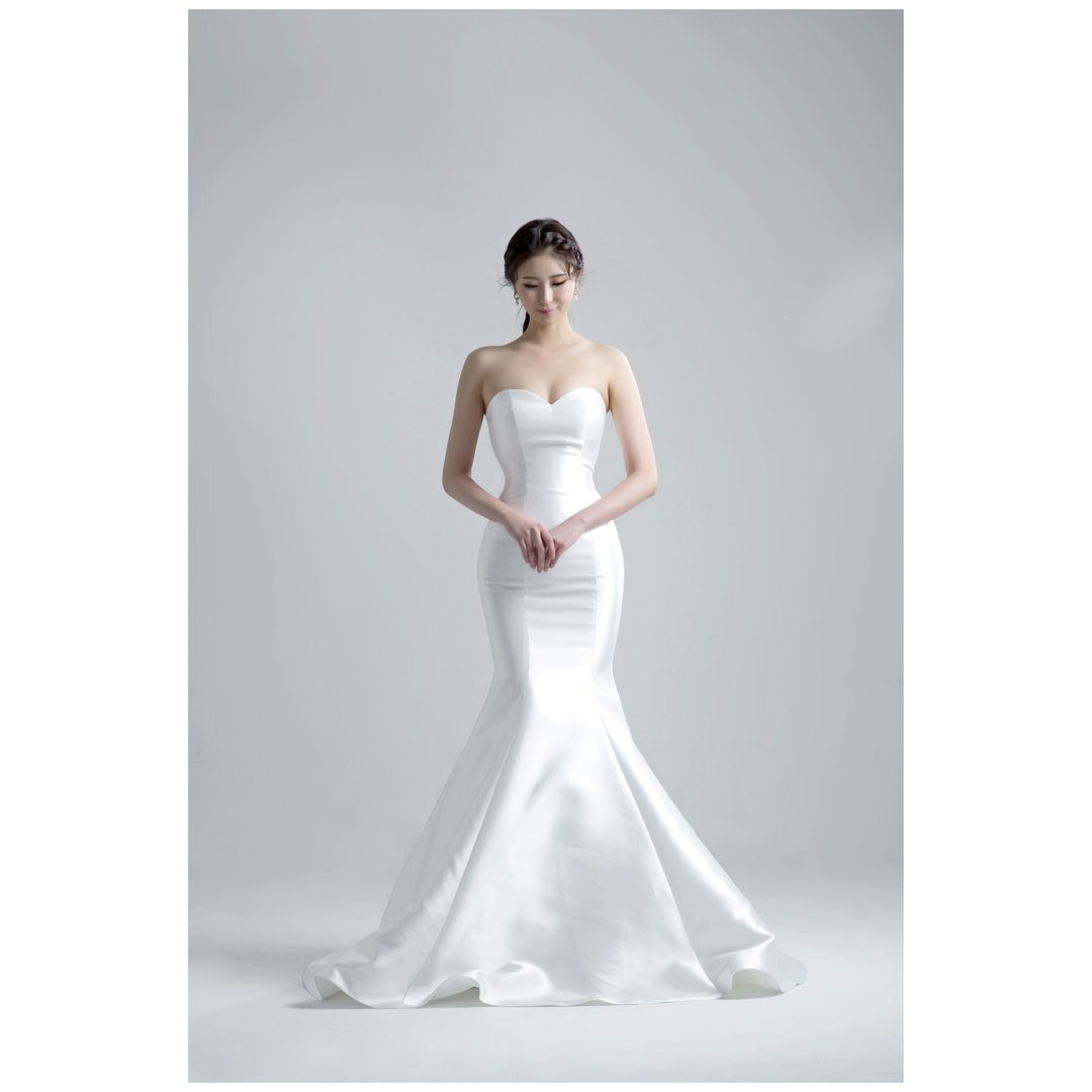 SAMPLE SALE AGNES 米卡多缎面婚纱 - 晚装/礼服 - 聚酯纤维 白色
