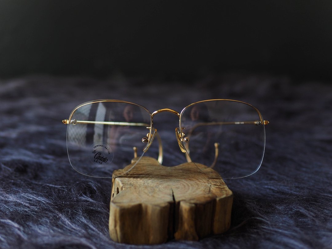 河水山 - 和歌山性格经典耳勾式 金丝镜方框眼镜 Japan 日本好学生 方框 / glasses - 眼镜/眼镜框 - 其他金属 黄色