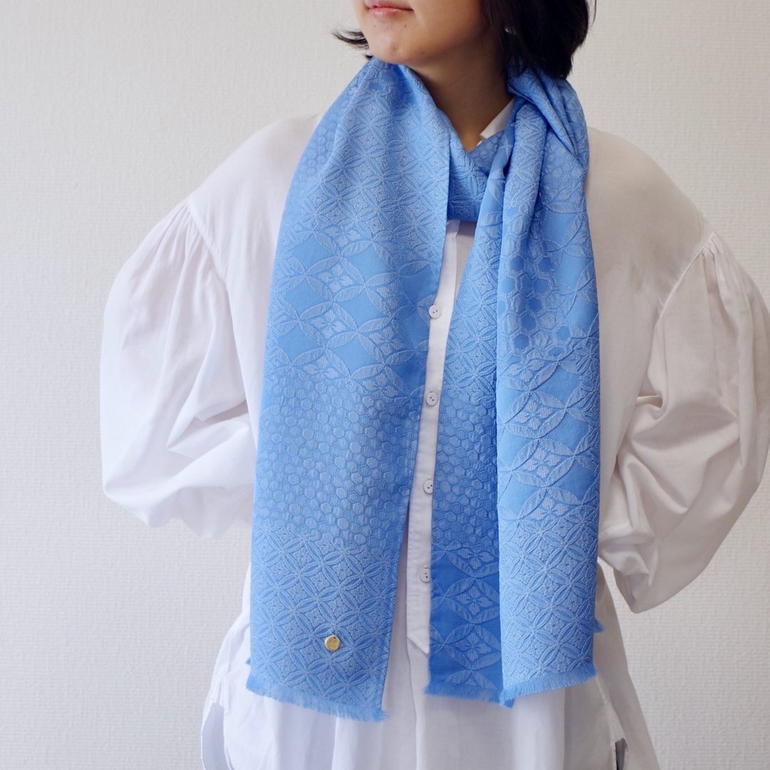 filtango stole auspicious pattern KISSHO BLUE - 丝巾 - 丝．绢 蓝色