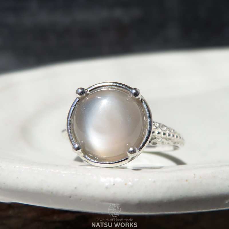 灰月光石 戒指 / Gray Moonstone Ring - 戒指 - 宝石 灰色