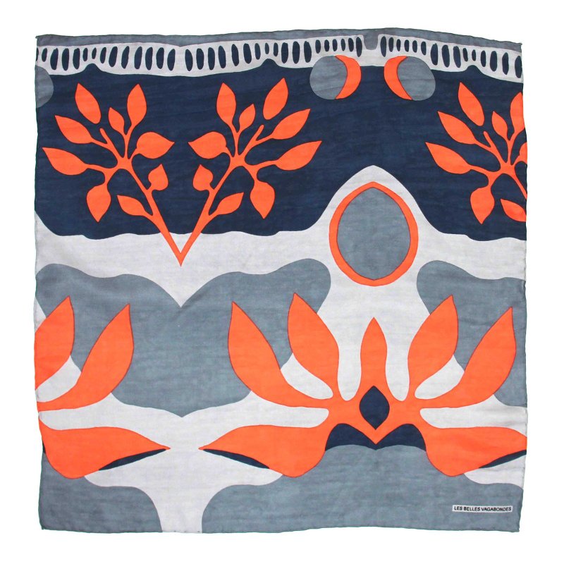 Mini Aralia Orange 真丝小方巾 - 丝巾 - 丝．绢 多色