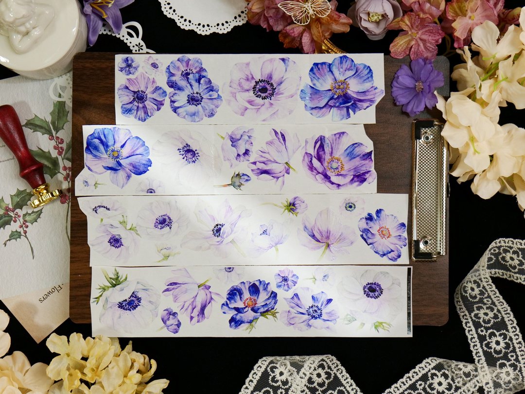 银莲花语 PET 和纸胶带 贝壳光 10米卷 - 纸胶带 - 其他材质 多色