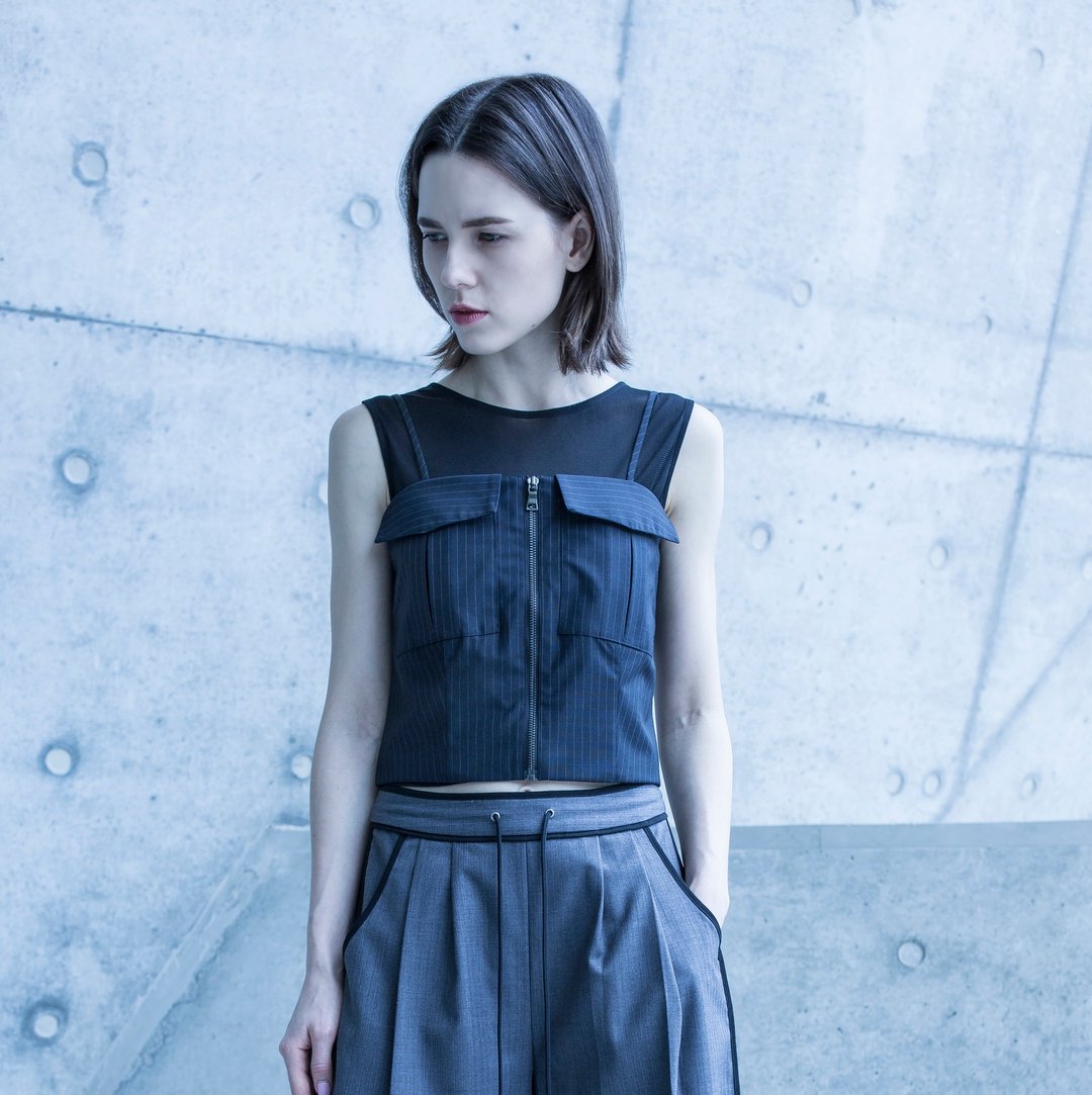 设计师品牌FromClothingOf-背心连吊带上衣 - 女装上衣 - 羊毛 蓝色