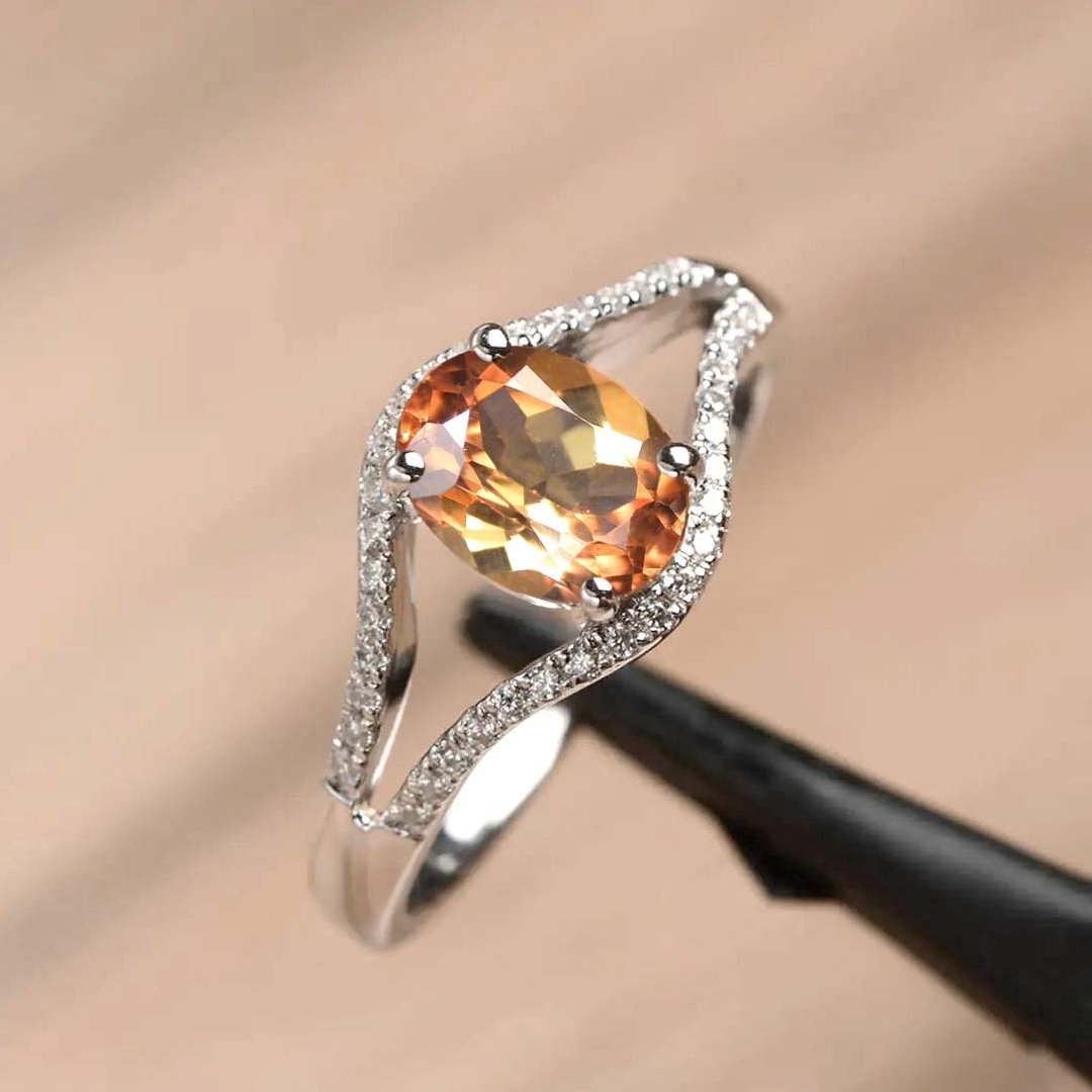 925纯银 伦敦蓝托帕石 戒指 9 x 7 mm. 礼物戒指或生日戒指 - 戒指 - 纯银 金色