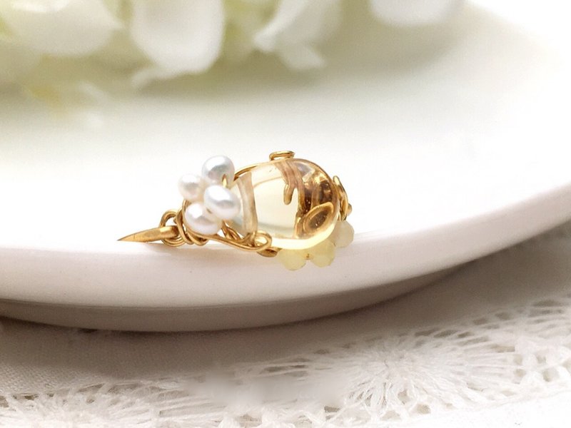 玛丽花园 - 蜂蜜黄水晶 - 戒指 - 宝石 黄色