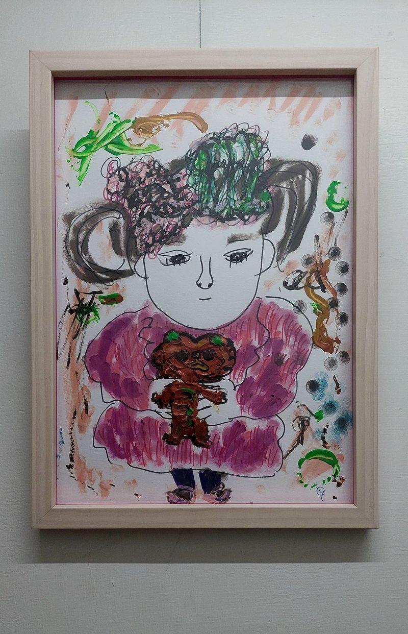 原画 露西与饼干熊 - 海报/装饰画/版画 - 纸 粉红色